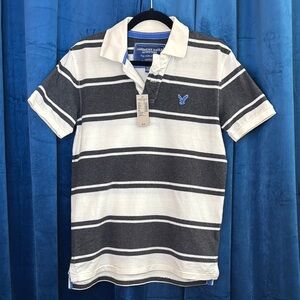 NWT Vintage Men’s American Eagle Outfitters Navy Blue and White Polo Shirt Sz XS